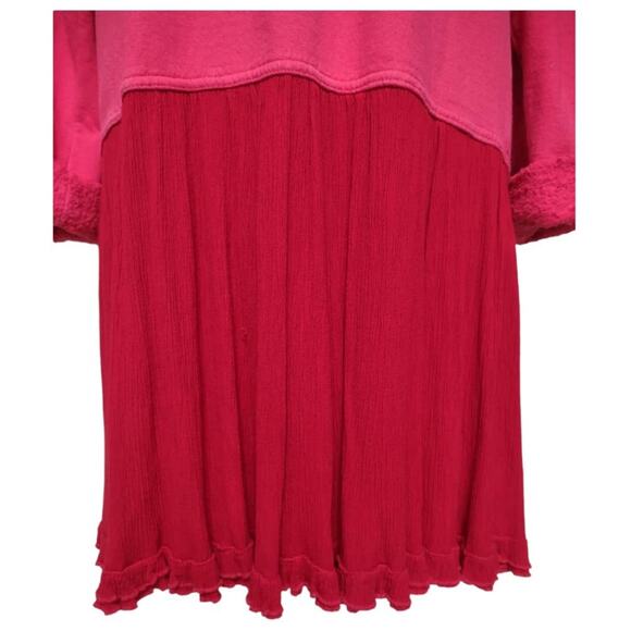 PERRY SHAW Pink Retro Sweatshirt Dress w/ Gauze Skirt Bright 90s Oversized Loose - Picture 10 of 10